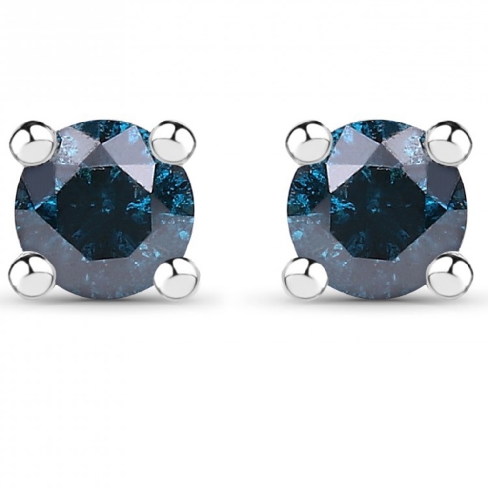 NWOT 0.21 CTW Blue Diamond Rhodium over Solid 925 Sterling Silver Earrings